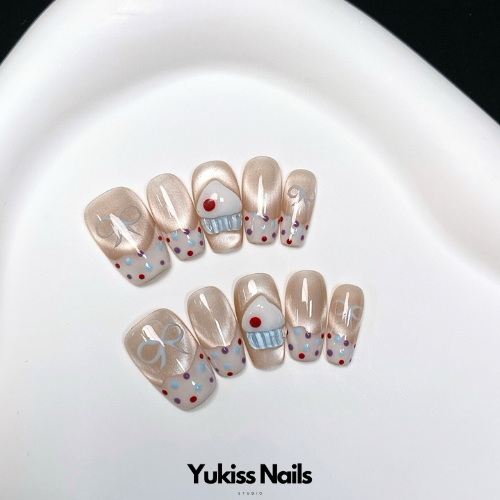 Rabbit Velvet Toffee 5 Shapes Press On Nails