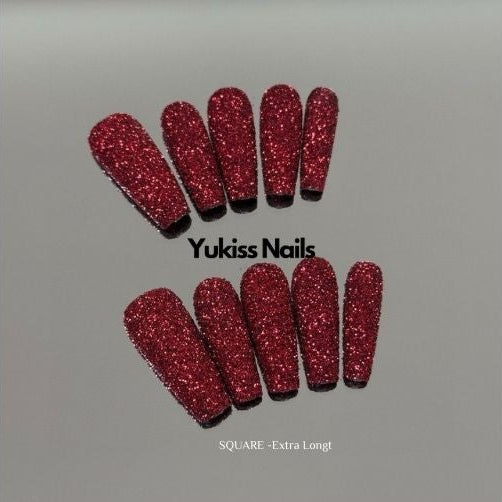 Red Glitter Nail Press On Nail