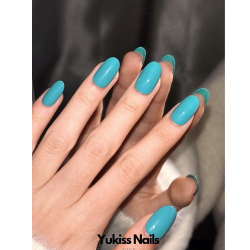 Turquoise color sober style Press On Nails