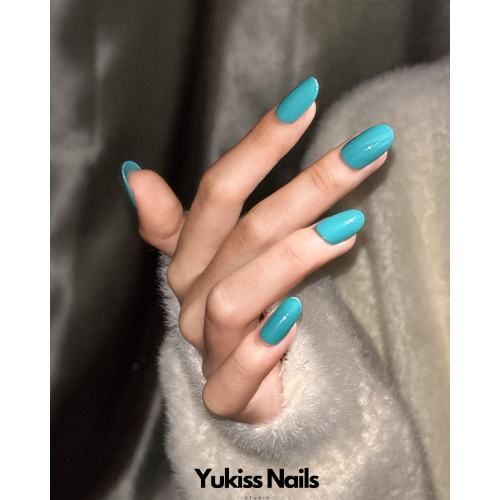 Turquoise color sober style Press On Nails