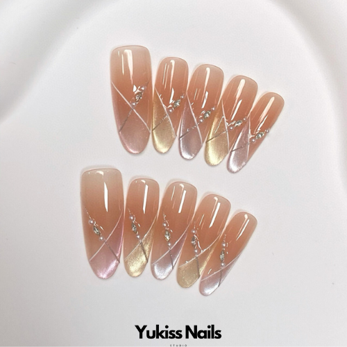 Bare Light Crystal Wedding Press On Nails