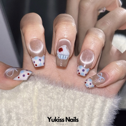 Rabbit Velvet Toffee 5 Shapes Press On Nails
