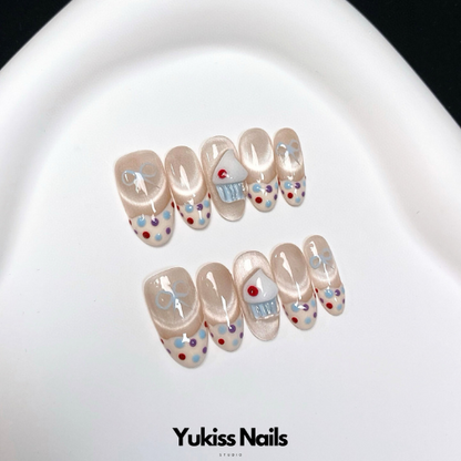 Rabbit Velvet Toffee 5 Shapes Press On Nails