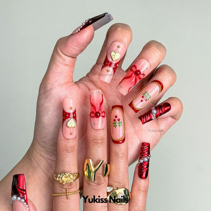 Festive Glam Nails Press-On Nails Art Stylish Glam Nail Designs