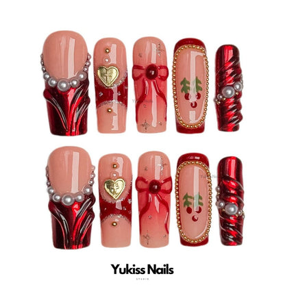 Festive Glam Nails Press-On Nails Art Stylish Glam Nail Designs