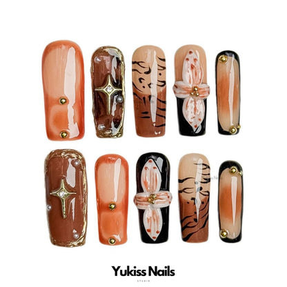 Chic Safari Vibes Press-On Nails Art Stylish Nail Designs