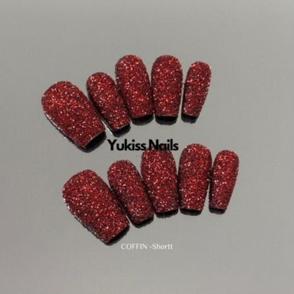 Red Glitter Nail Press On Nail