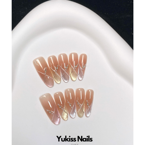 Bare Light Crystal Wedding Press On Nails