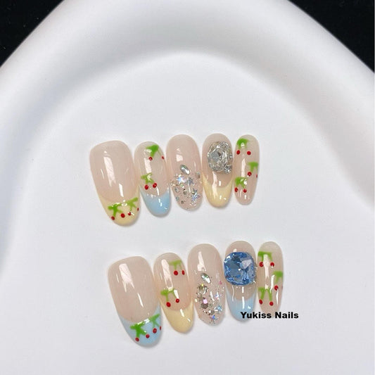 Cherry & Gem Delight Nails