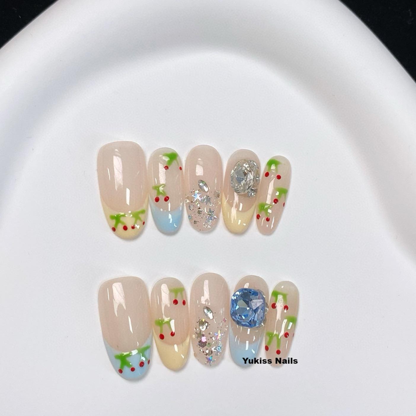 Cherry & Gem Delight Nails