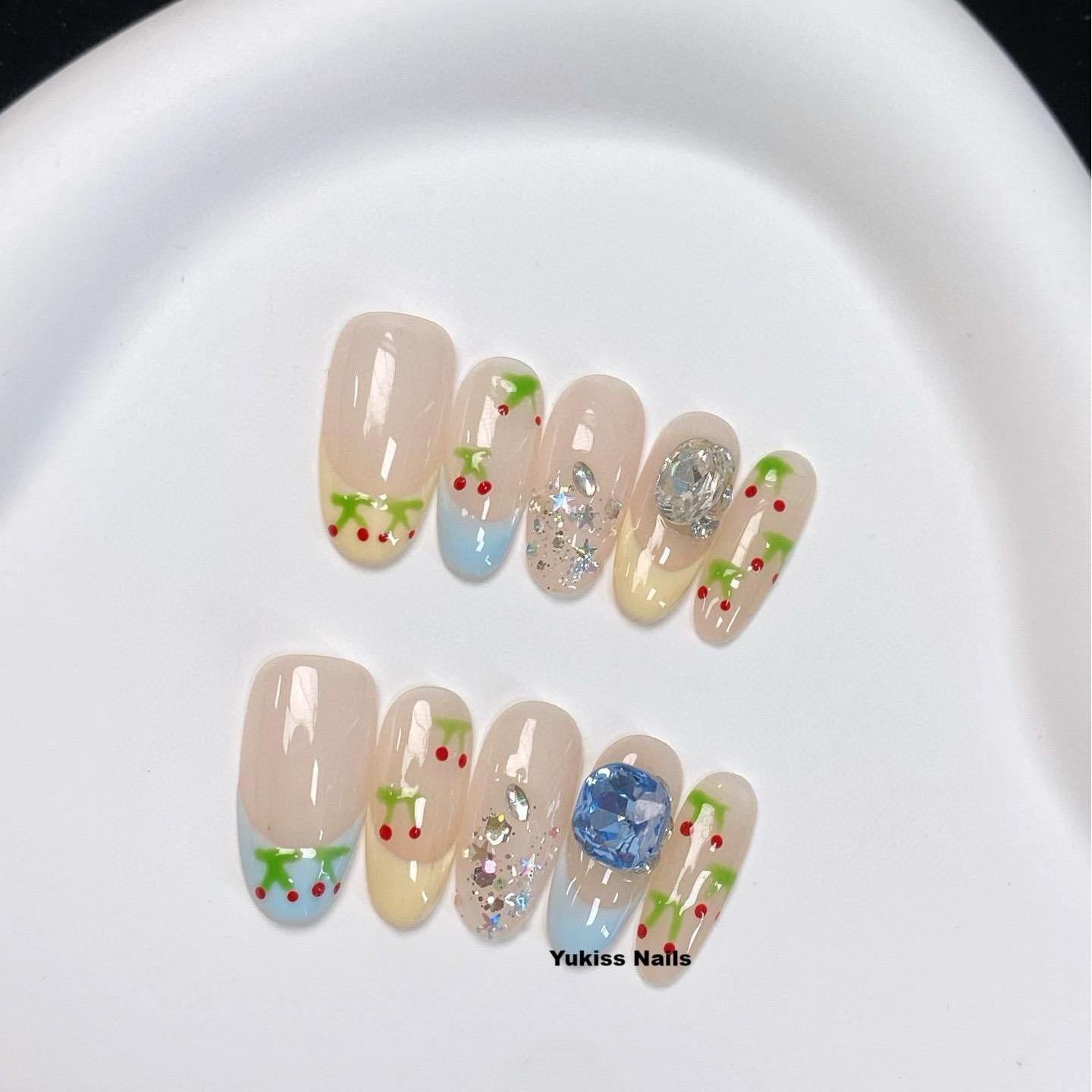 Cherry & Gem Delight Nails