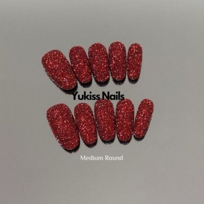 Red Glitter Nail Press On Nail