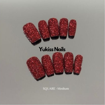 Red Glitter Nail Press On Nail