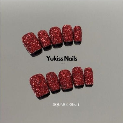 Red Glitter Nail Press On Nail